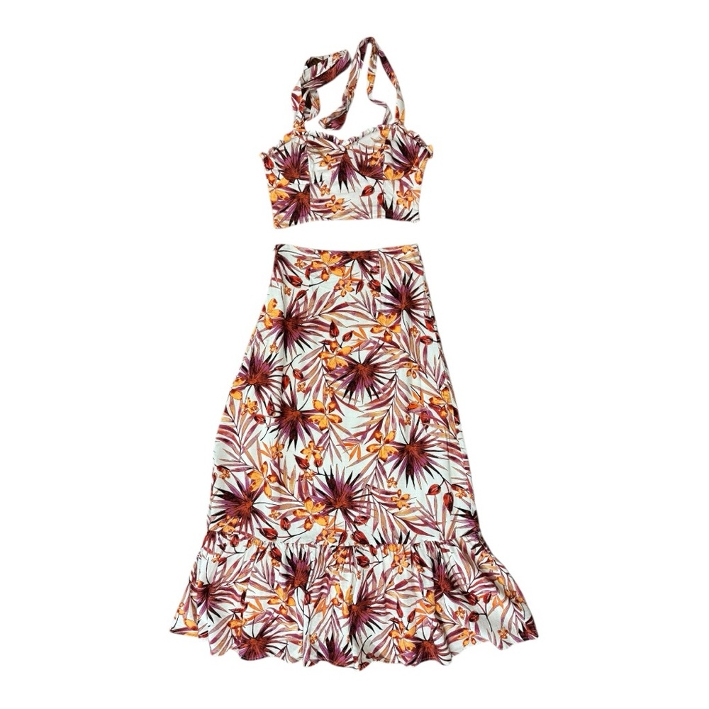 LULU’S | Island Experience Tropical Print Maxi Skirt and Top Set, Size Small - Picture 2 of 9